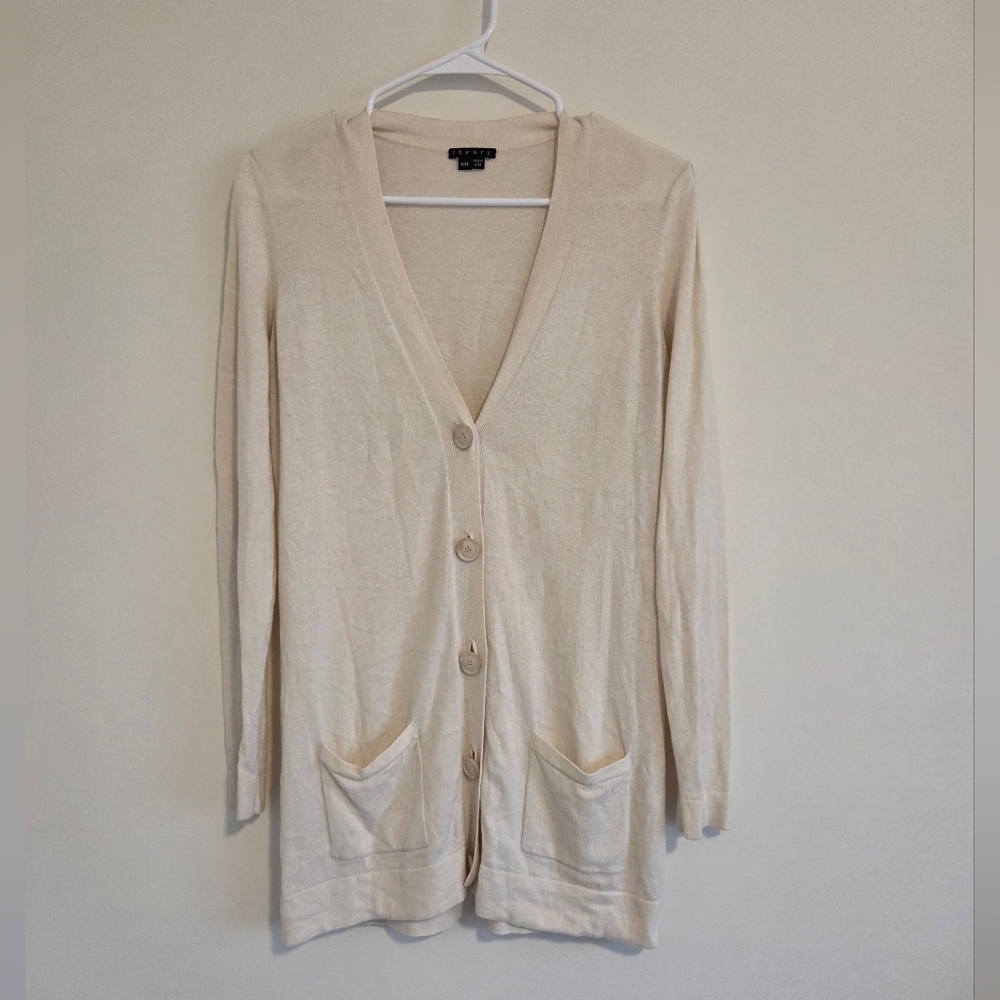 Theory Cream Cashmere Blend Cardigan